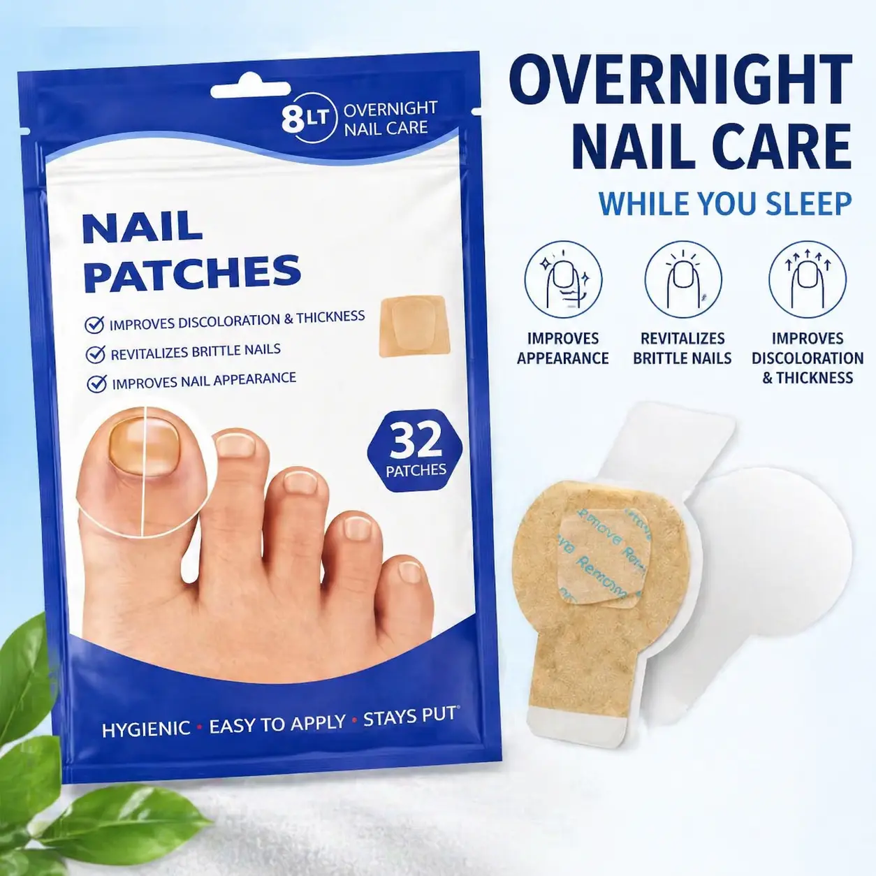 Nail Health Care Patches Toenail Fungus Treatment Extra Strength Fungal Nail Repair Damaged Nails Solution 32 Pack
