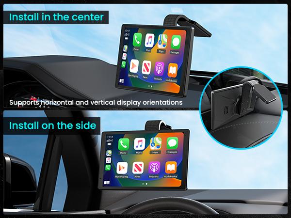 8” Wireless Apple CarPlay Screen for Car with Android Auto & 1080P Backup Camera, Rotatable Touchscreen Car Stereo, Vertical & Horizontal Mode, Bluetooth, GPS Navigation, Mirror Link
