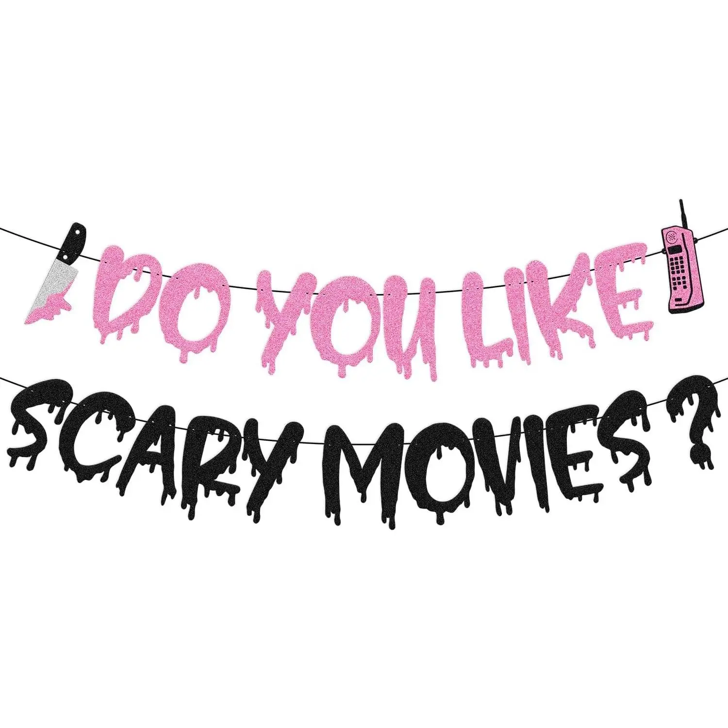 Do You Like Scary Movies Banner Halloween Decoration Halloween Party Banner Horror Movie Have A Killer Scream Party Decoration Scary Night Birthday Party Supplies (Pink)