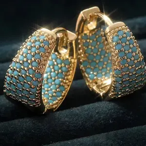 Blue Turquoise Earrings For Women Elegant Temperament Lady Jewelry