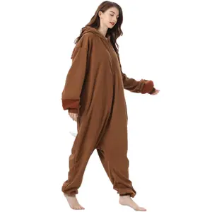 Unisex pink pyjamas with cartoon design and animals one piece Halloween costume sleeping clothes for the home zipper closure