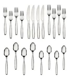 20 Piece Stainless Steel Flatware Set, Silver, Tableware Service for 4