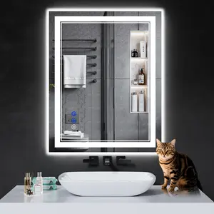 XRAMFY LED Bathroom Mirror with Backlit & Front Lit Lights, 3 Color Temperatures, Anti-Fog, Dimmable Brightness, Memory Function, Tempered Glass, Easy Install, Valentine's Day Gifts