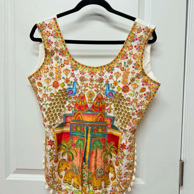 Designer Backless Blouse with Intricate Artwork Embroidery