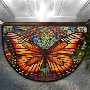 Stylish Modern Butterfly Pattern Mat, Soft Anti-Slip Floor Mat for Living Room Kitchen Office, Durable Polyester Art Decor, Butterfly Area Rug