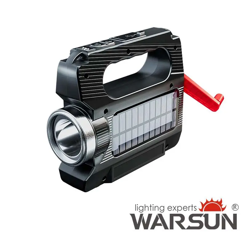 WARSUN Hand Crank Solar Powered Flashlight, Emergency Rechargeable LED Flashlight, Survival Flashlight with 6 Modes, 600 Lumens, Up to 20 Hours of Runtime, Great for Outdoor, Camping, Hiking, Fishing，#father day gift