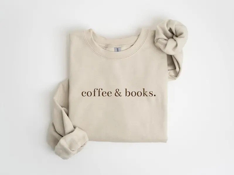 Gildan Sweatshirt, Coffee & Books Sweatshirt, Cute Books Lover Sweatshirt, Books Club Sweatshirt, Books Lover Gift, Back To School Sweatshirt, Elementary Teacher Sweatshirt