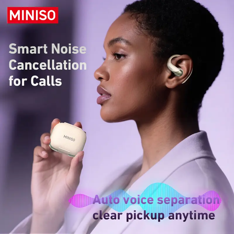 MINISO MS200 OWS Wireless Bluetooth Earbud - IPX5 Waterproof, HIFI Audio, Chargeable Charging Case, 40H Playtime, Long-Distance Connection, Built-In Microphone, Electronic Headset
