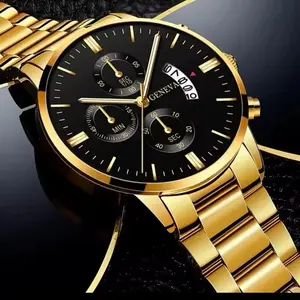 Geneva 2026 Fashion Men's Stainless Steel Watch Luxury Calendar Quartz Wrist Watch Mens Business Watches for Man Clock Montre Homme