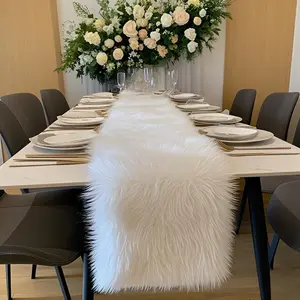 Table Runner,Christmas  Table Runner for Party Birthday Friendsgiving Wedding Dinning White  Table,Faux  Runner for Table(White, 12x60 Inch)