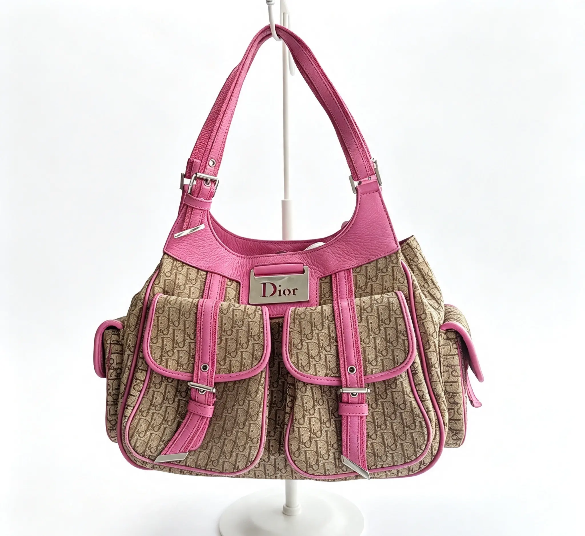Pre-owned Dior Punk Monogram Motorcycle Bag C0207