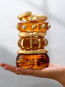 Women's Thick Resin Bracelet Set, Fashionable Metal Buckle Design, Stackable Wristwear for Women & Girls, Stylish Hand Jewelry