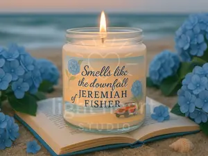 Smells Like the downfall of Jeremiah Fisher, TSIPT merch, The Summer I turned Pretty, Team Conrad, Scented soy candle Decor Glass Jar Room Smooth Wick