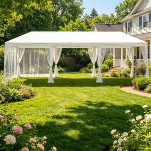Outside 10' x 20'/30' Canopy Tent with 6/8 Mesh Sidewalls, Party Shelter Outdoor Sun Shade Wedding Tent Commercial Gazebo Pergola Canopies for Patio Backyard Garden Events, Summer Vibes
