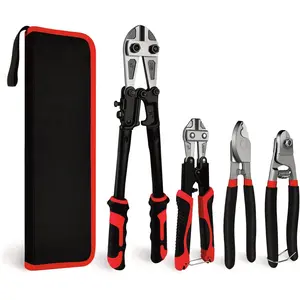 4-Piece Wire Cutter Set, 14inch and 8inch Wire Cutters, 8inch Wire Rope Cutter, 8inch Wire Rope Cutter with Tote Bag, Cr-V Blades for Cutting Locks, Wires, Chains
