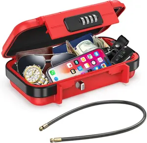 AMIR Safe Box, Combination Security Case LockBox with Code, Waterproof Anti-Theft Mini Travel Safe Box with Removable Chain, Lock Box for Travel,Dorm,Beach,Hotel,Car,Home,Office