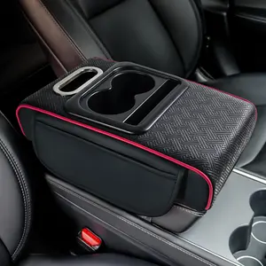 Upgraded  Armrest Center Console Cover with Cup Holder 2 Storage  Rear Seat Armrest with Anti-Slip, Scratch-Resistant Design, Beautiful Non-Slip , Multi-Functional Center Console Cover
