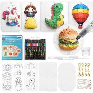 Leven 3D Magic Foam Art Kit for Kids – Magic Paper DIY Crafting Set, Textured Paper Designs, 12 Markers, Water Brush, Pre-Cut Foam Shapes & Sensory Toy – Ideal Gift for Kids 4+ – Perfect for STEM Learning & Skill Development