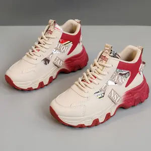 Women's Fashionable Lace Up Platform Sneakers, Casual Comfortable Breathable Sports Shoes, Female All-match Round Toe Chunky Sneakers for Daily Life, Casual Walking Sneakers, Casual Athletic Sneakers  sneakers collection 2