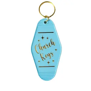 Church Keys Blue Retro Keychain