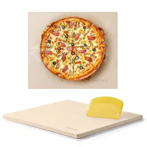 VEVOR Pizza Stone, 16x 14x 0.6 Inch Rectangular Cordierite Pizza Stone, Large Baking-Stone with Scraper, 1450 Heat-Resistant Cordierite Cooking Stones for Kitchen Bake Oven, BBQ Grilling