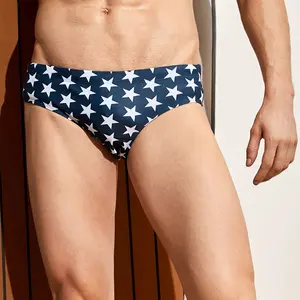 Men's quick-drying swimming flat pants, suitable for outdoor surfing and swimming - low-waisted swimsuit, star design, High Elasticity fabric, suitable for beaches, sports, parties, pool activities, elastic fabric, men's swimming shorts, beach shorts, Mid
