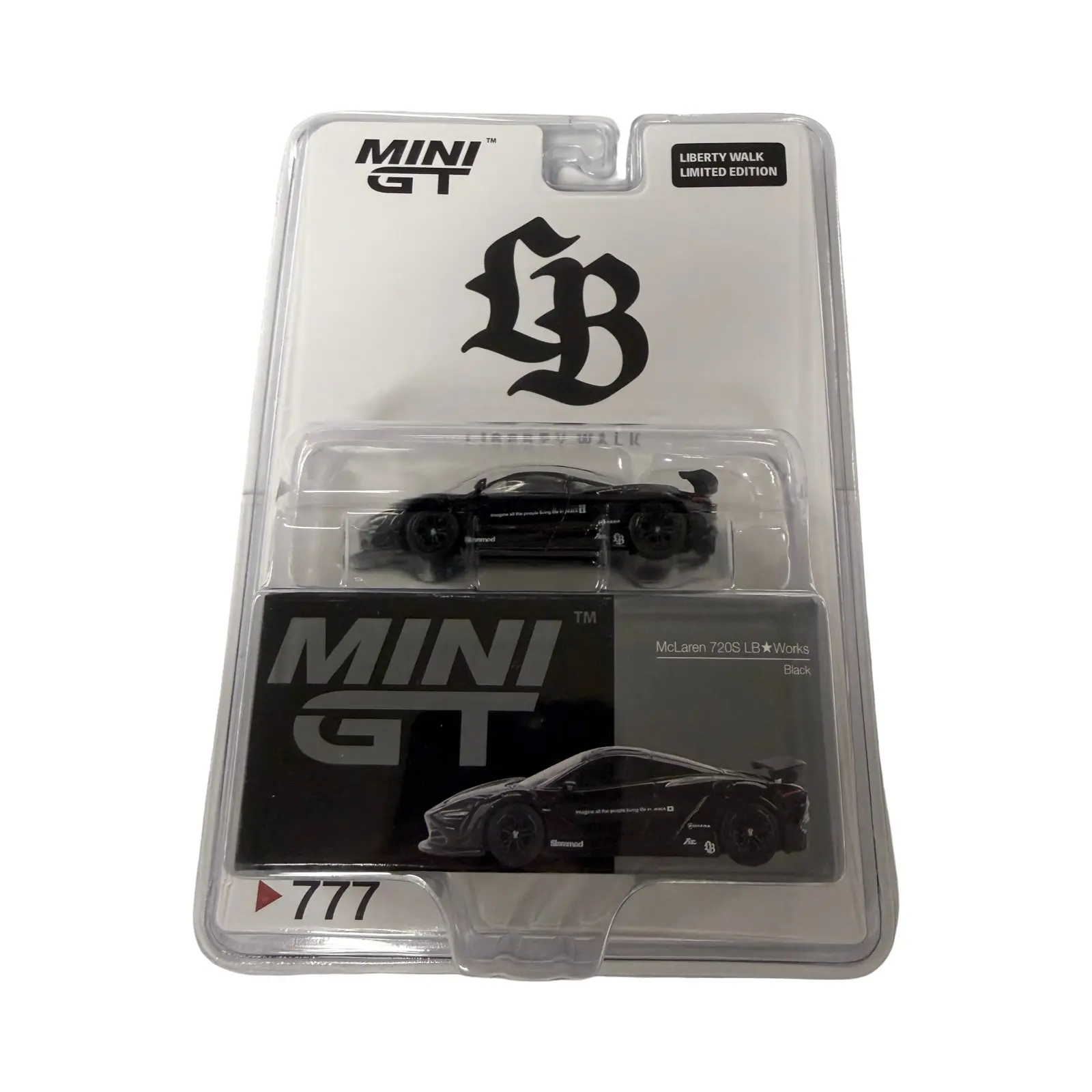 MiniGT 1:64 McLaren 720S LB-Works – Black #777 - LBWK Packaging