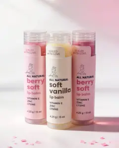 Berry Soft + Soft Vanilla Lip Balm with Vitamin E, Zinc & Lysine (2 Berry + 1 Vanilla Pack) – All Natural Hydrating Balm