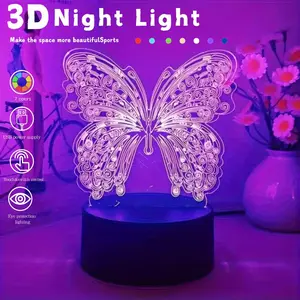 Elegant Butterfly-Shaped 3D Night Light, Modern Dreamy Decor, Led Decoration, Complex Wing Pattern, USB Powered, Light Dimmable, Adjustable Touch Lighting, Ideal for Bedroom & Living Room, Butterfly LED Lights