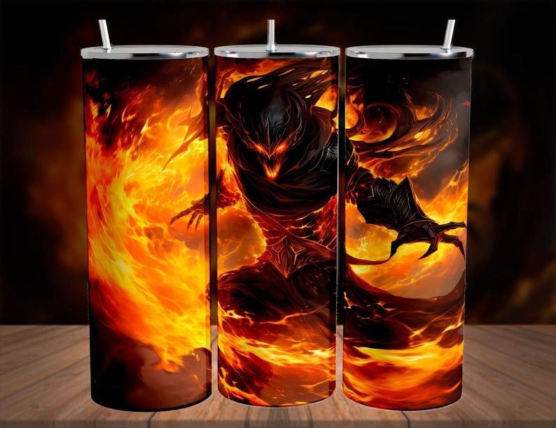 Naruto Anime Tumbler, 20oz Stainless Steel Mug, Ninja Warrior Drinkware, Fire Mode Hero Cup, Anime Gift for Him, Fire Warrior Design