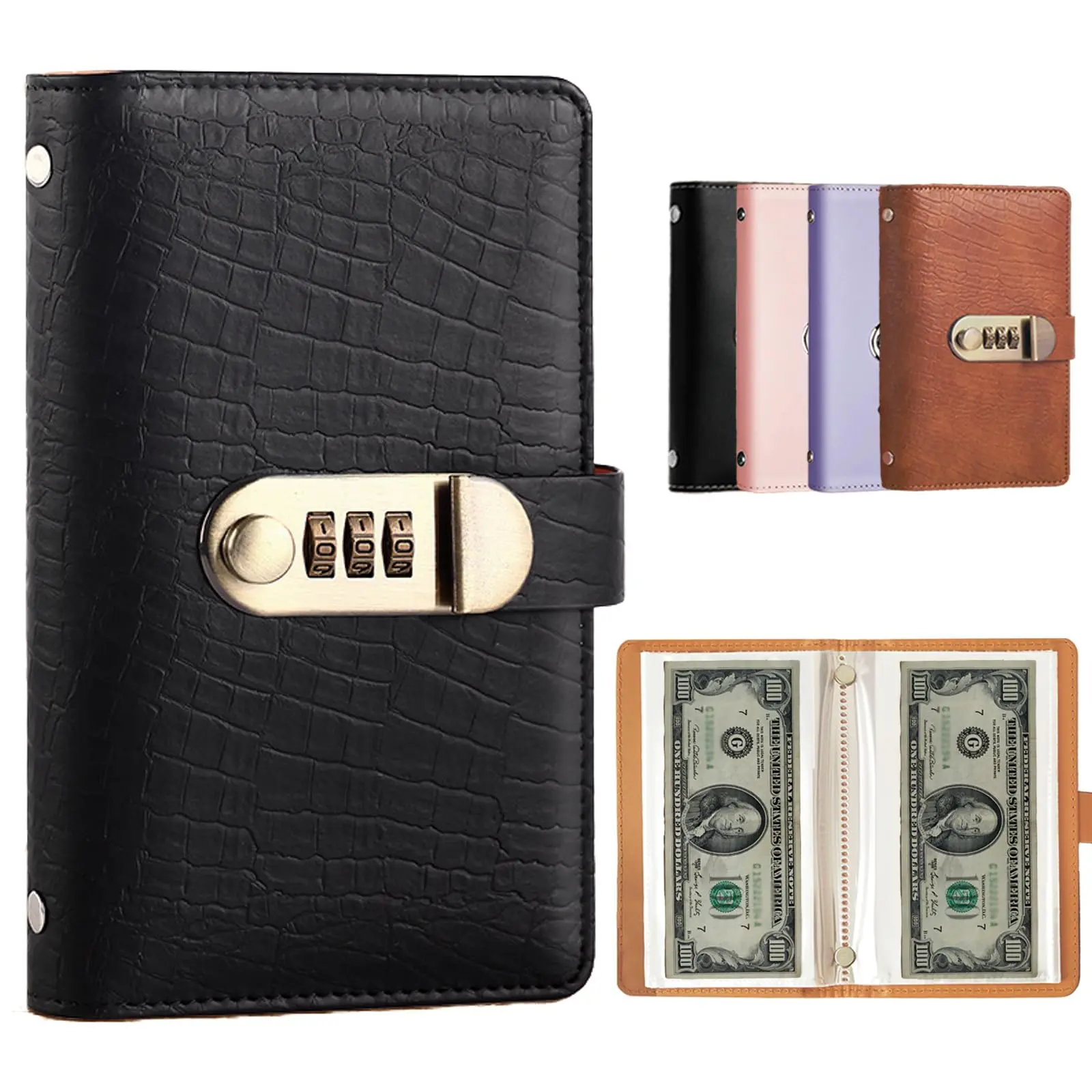 A6 Locked Savings Notebook Binder - 50 Sheets/100 Pages Financial Organizer, Cool Office Stationery, Monthly Budget Planner for Storing Money & Key Info