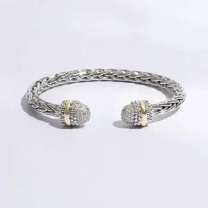 Multi-Toned Round Edge Braided Bangle Bracelet 5mm Wide Band Size 2.75 x 2.5 Elegant Women's Fashion Accessory