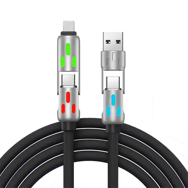 240W 4 in 1 USB-C PD 5A Fast Charging Cable(4.92 FT), Bending Resistance, Data Sync with USB A,TYPE C&Lightning,Compatible With iPhone,Android,Laptops