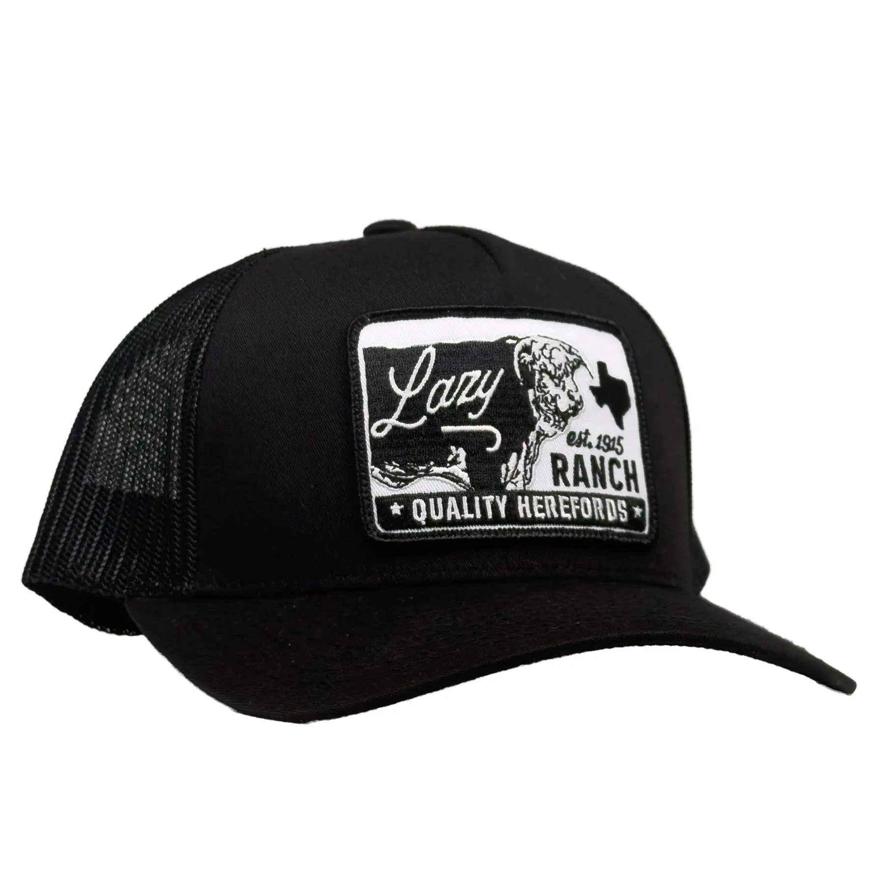 Lazy J Black Legado Curved Bill Trucker Hat, Mesh Back, Structured Front