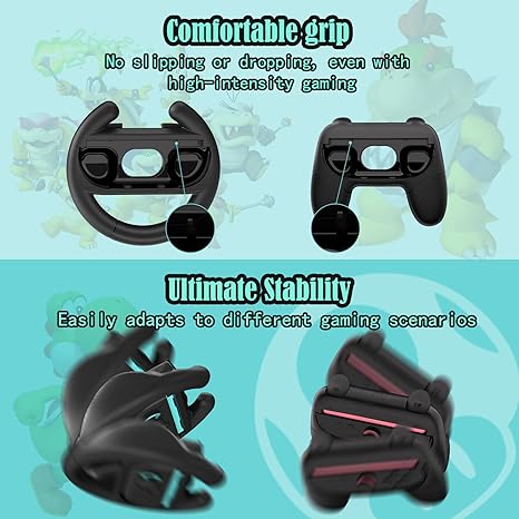HEYSTOP Switch 2 Controller Grip [4-Pack] - Ergonomic Steering Wheels, Gaming Accessories for Racing & Sports Games