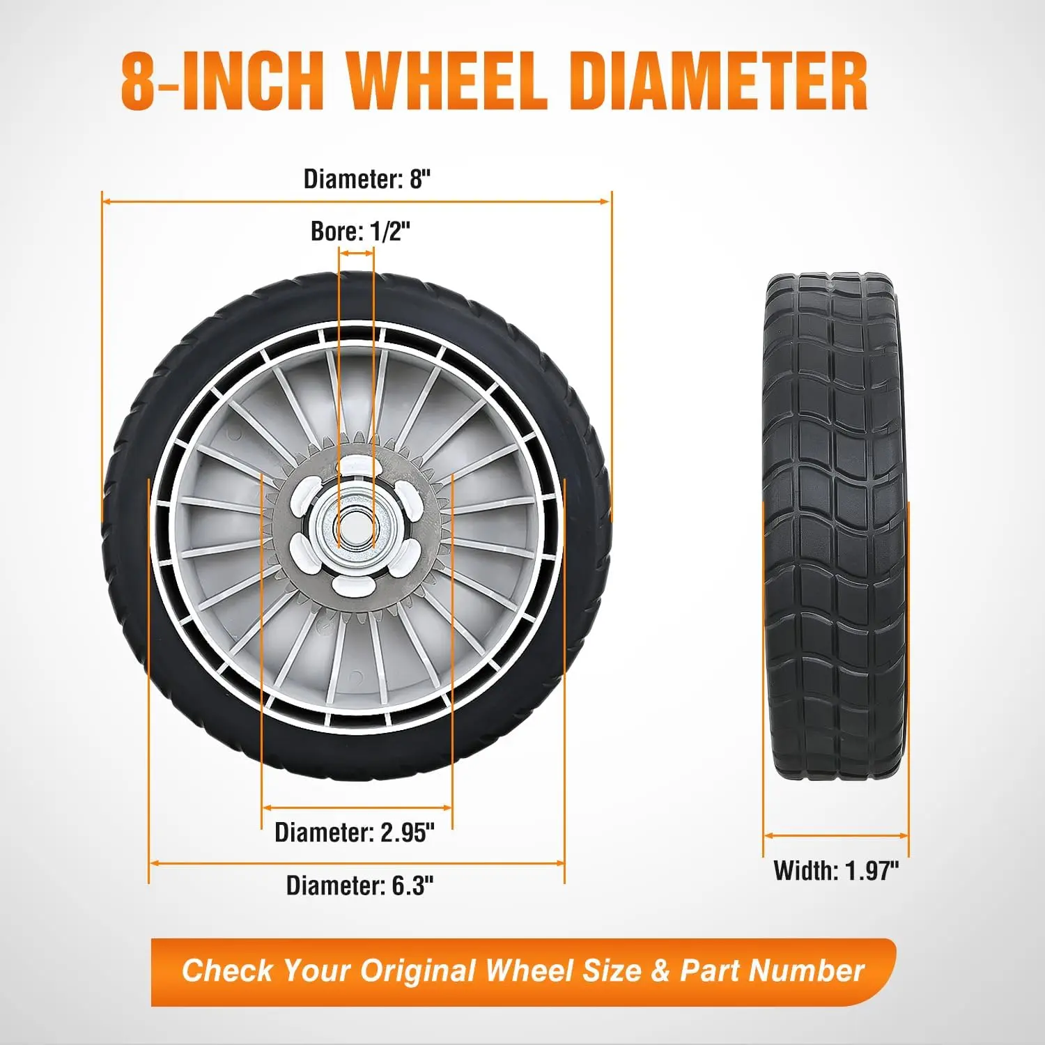 Yesker Lawn Mower Drive Wheels Replacement 8 Inch 42710-VE2-M02ZE Assembly, Honda Lawnmower Rear Wheels Compatible with HRB215 HRB216 HRB217 and More Similar for Self-Propelled Walk-Behind, 2-Pack, No, Aftermarket