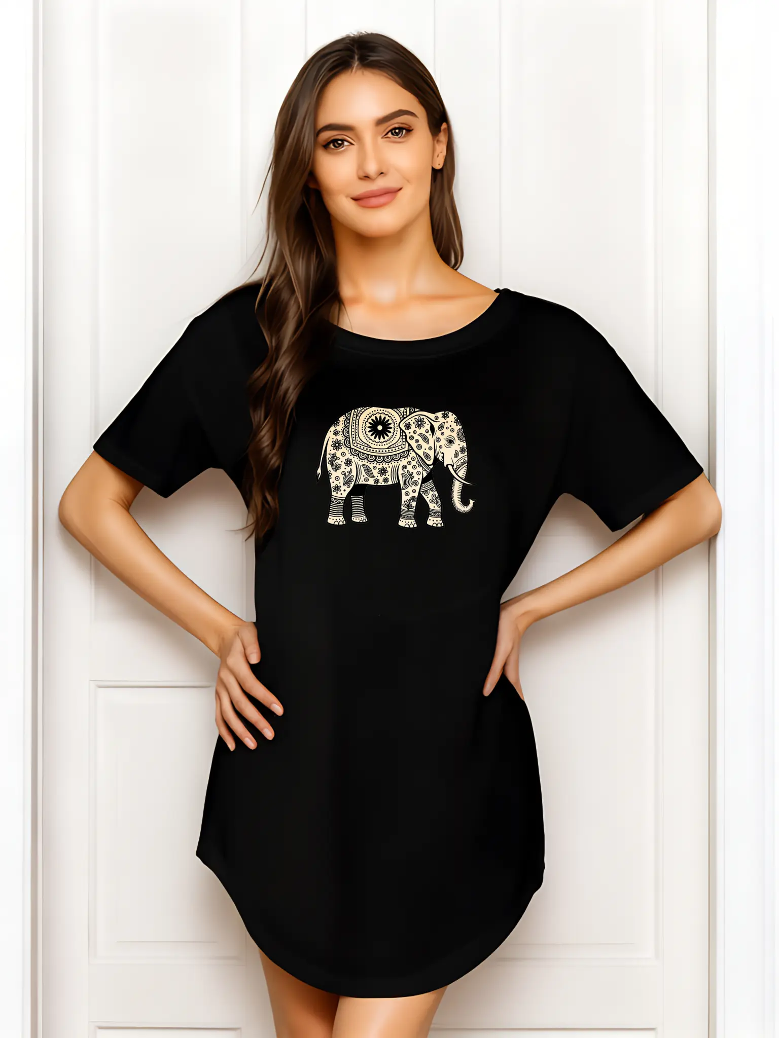 Women's Casual Elephant Animal Print Dress - Summer Chic Fashion, Sexy Loose Fit, Comfortable Casual Wear for Everyday Womenswear, Elephant Print Casual Dresses