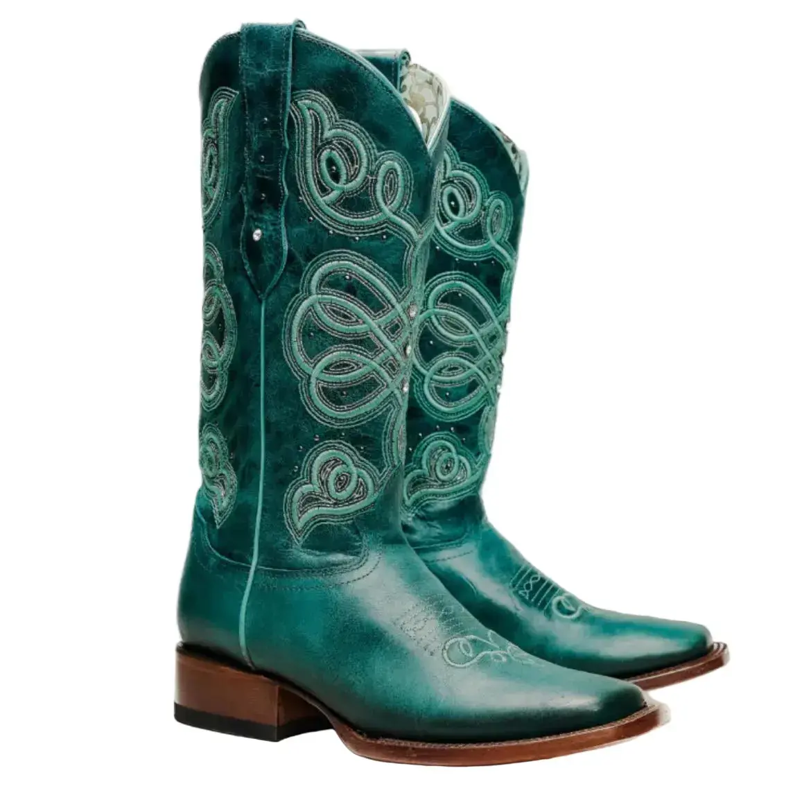 Turquoise Embroidered Cowgirl Boots