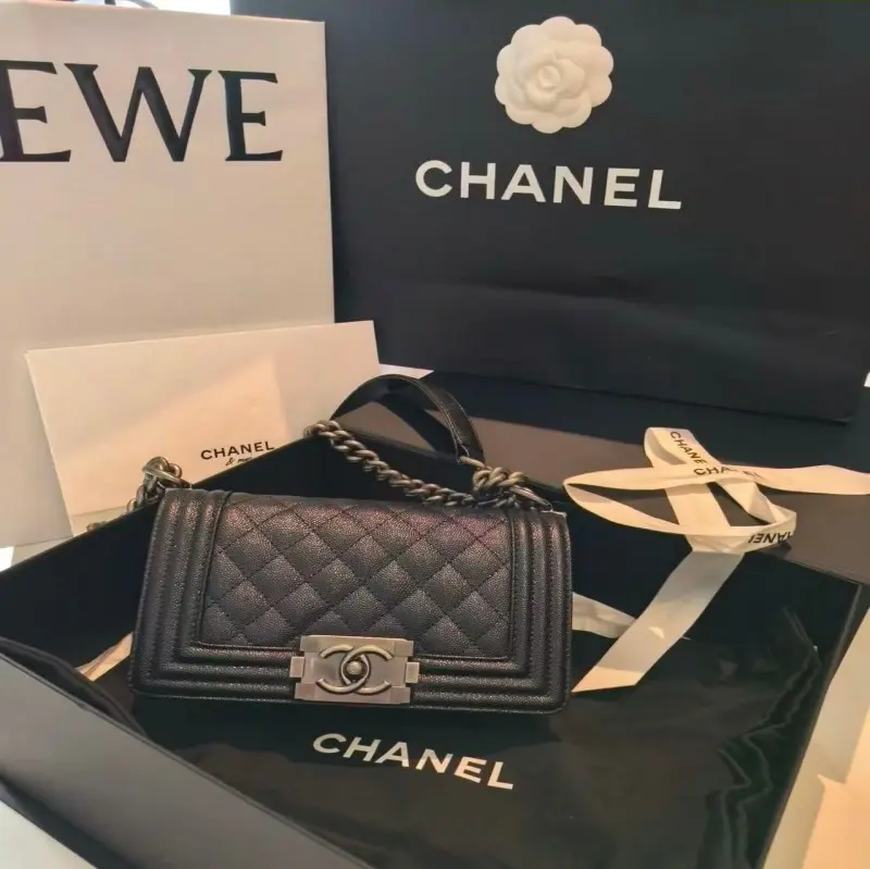 ‮ LENAHC  ‬Le Boy Style Rectangular Grained Leather Quilt Flap Handbag Thick Vintage Metal Chain Shoulder Bag For Women