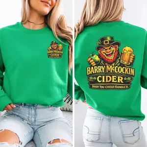 Barry Mccockin Cider Apparel, Leprechaun Beer Shirt, Funny Irish Drinking Sweatshirt, St Patrick Party Streetwear Hoodie, Unisex Sweater Pullover Tee