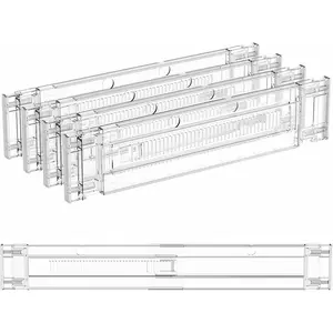 Yieach 4 Pack 3.2 Inch Shallow Acrylic Drawer Dividers for Clothes,Expandable Deep Dresser Dividers from 15 to 21'',Adjustable Drawer Separators for Dresser,Nursery and Baby Clothing,Sock,Underwear