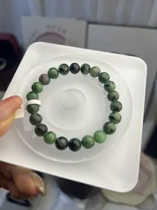 Unisex Ruby Zoisite beaded stretch crystal healing energy bracelet, 8.6 mm