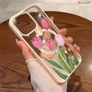 Premium Magnetic Phone Cases for iPhone11/12/13/14/15/16//17/Air/promax/Plus Pink Tulip Bouquet Watercolor y2k cased MagSafe Ready, Anti-Fall, Springtok and Ultra-Thin Design | Perfect for Everyday Use Screen Protector Resistance