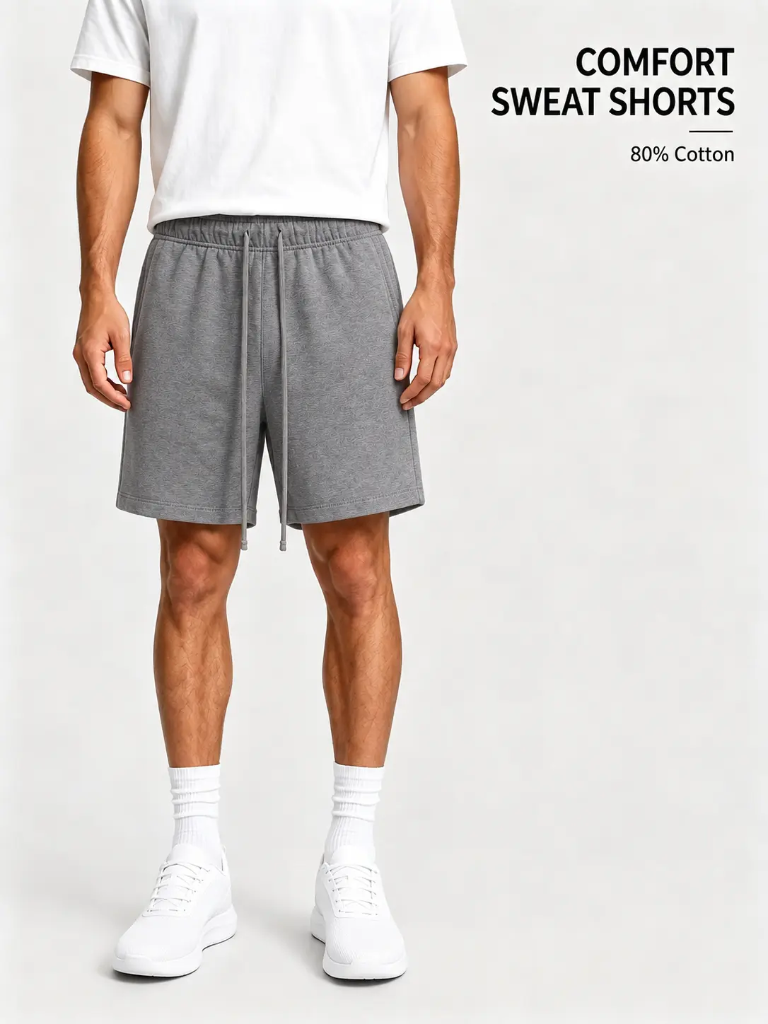 Unisex Men Sweatshorts Dark Gray Color Relaxed Oversized Fit,Elastic Drawstring Waist, Casual Streetwear Bottoms for DailyWear and Leisure Activities Menswear Loungewear
