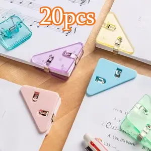 20pcs Triangular folder corner clip, transparent test paper storage and organization document clip, exam paper clip, Stationery Office Supplies