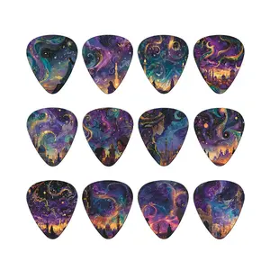Colorful Guitar Pick Set, 12pcs/set Double-sided Printed Guitar Picks, Music Accessories for Guitar & Bass, Guitar Pack, Gift for Music Lovers