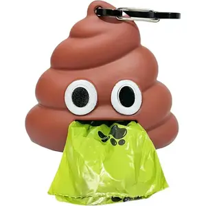 Cute and practical dog waste bag holder, can be hung on the leash, durable dog waste bag dispenser, includes 1 roll of bags