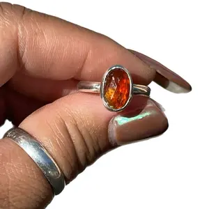 Orange  Kyanite  8x12mm Ring in Sterling Silver