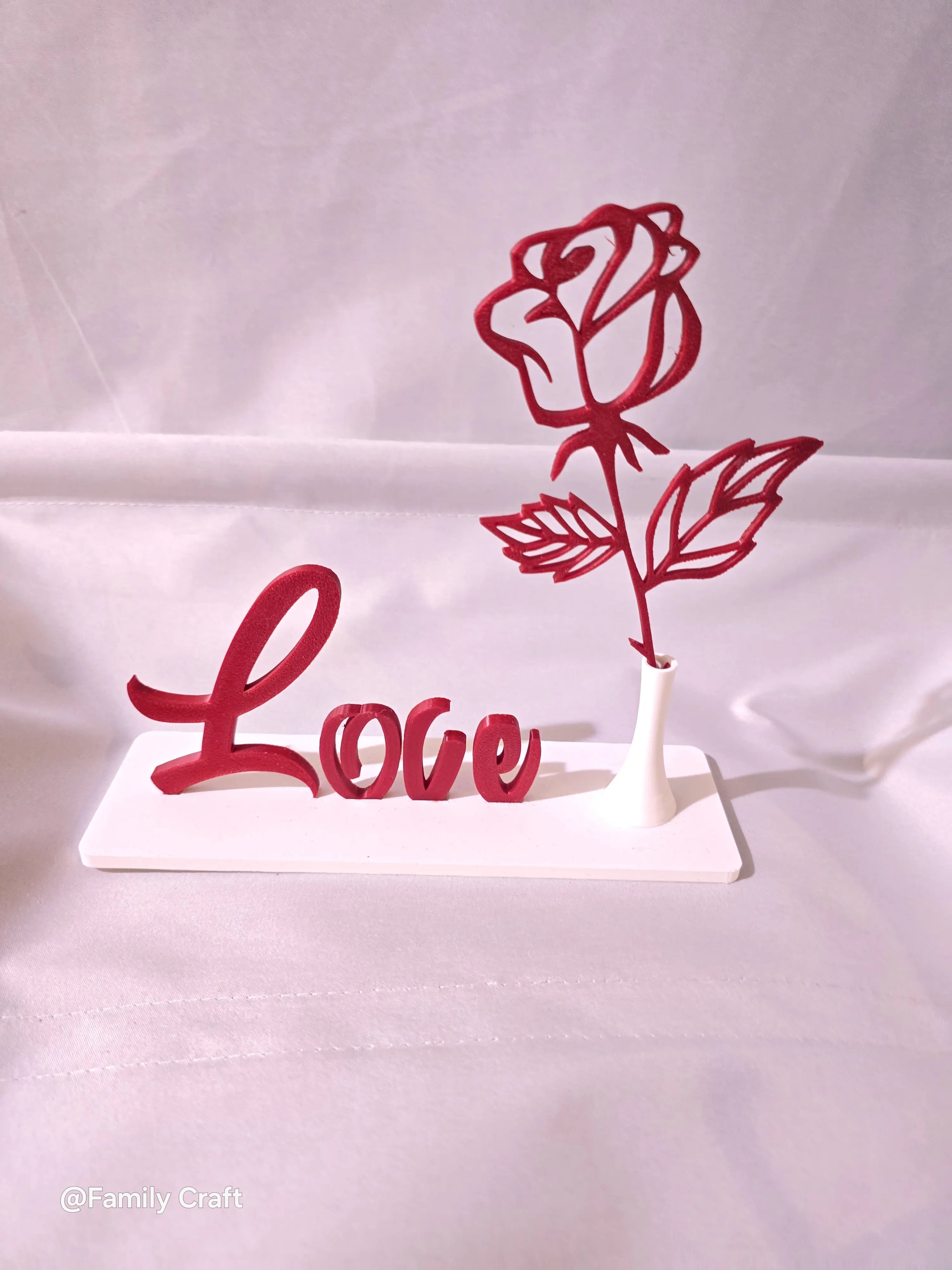 Love That Blooms Love Sign with Removable Rose Flower 8"x8" Stylish Script Design for Shelves Desks Nightstands Gifts