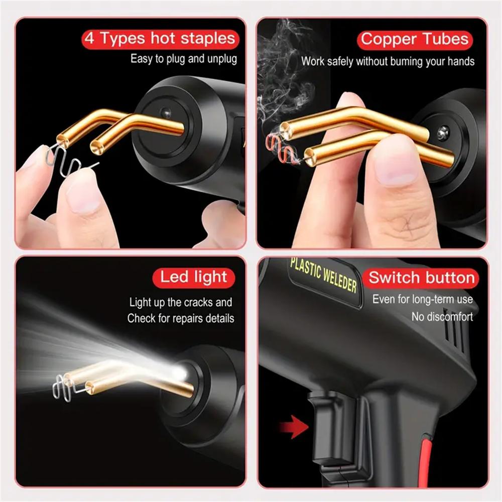 Upgraded 2 in 1 Plastic Welding Kit Hot Stapler Soldering GunTypes Staples for Car Bumper Repair Welder Machine Repair，Plastic welding gun repair tool set suitable for automobiles